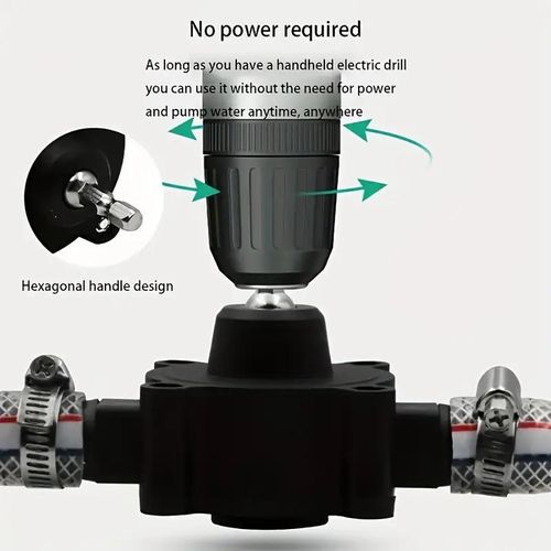 Mini electric drill pump, portable hand drill, power water pump, diesel engine oil, liquid water, self-priming transfer pump, fast water pumping speed, home garden outdoor pump, drilling rig operation.