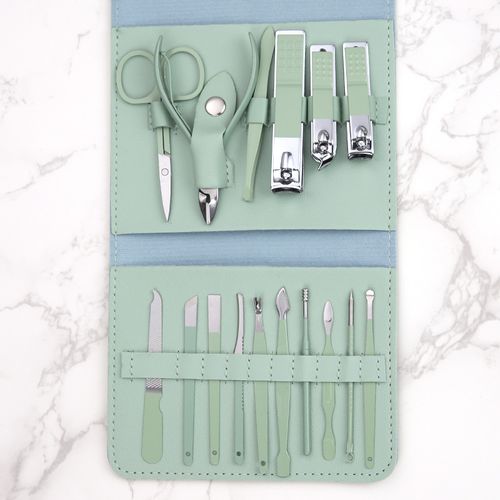 16-Piece Luxury Leather Manicure Set - Professional Nail Care Tools, Luxurious Travel Kit | Precision Nail Clippers for DIY Home Manicures and Nail Care, Cuticle Exfoliator, Glass Cuticle Pusher, Stainless Steel Trimmer, Callus Remover, Foot Care, 16-Piece Set