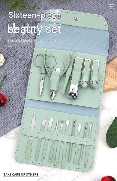 16-Piece Luxury Leather Manicure Set - Professional Nail Care Tools, Luxurious Travel Kit | Precision Nail Clippers for DIY Home Manicures and Nail Care, Cuticle Exfoliator, Glass Cuticle Pusher, Stainless Steel Trimmer, Callus Remover, Foot Care, 16-Piece Set