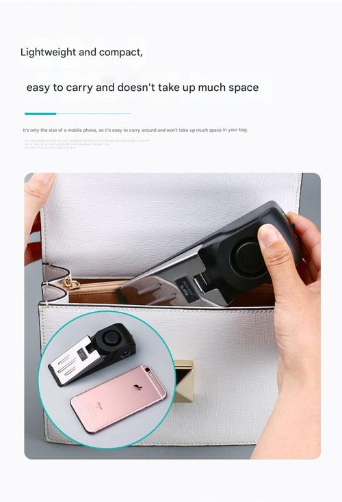 Upgraded door stop alarm, a door wedge with a 120-decibel security alarm, an anti-theft alarm system suitable for doors, travel, hotels, hiking, camping, and apartment security - made of durable ABS material, effectively preventing door break-ins.