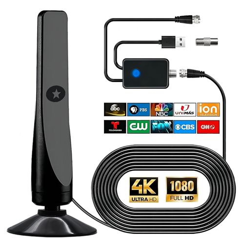Indoor digital TV antenna for smart TVs, Model 2026, with base stand, 360° wide-angle reception, receives high-definition TV signals from a long distance, receives local channels, easy to install, no cable TV required.