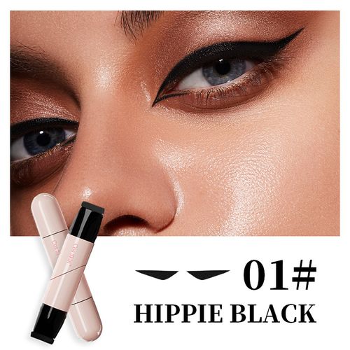 Two-pack, one brown and one black.  Rotating cat-eye eyeliner stamp pen, double-ended design for precisely creating cat-eye and winged eyeliner looks. Waterproof and smudge-proof formula, quick-drying for busy days and special occasions.