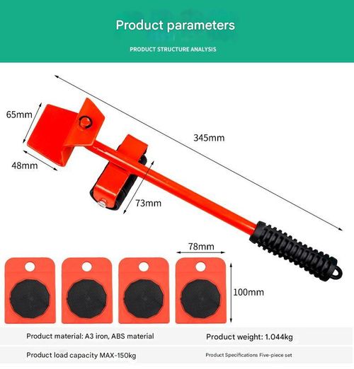 Furniture moving kit with wheels and furniture lifter, suitable for moving heavy furniture, 360° rotating wheel furniture dolly, for sofas, refrigerators, cabinets, etc.