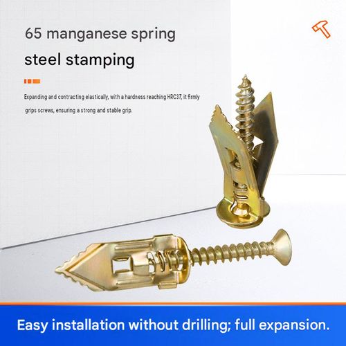 Pack of 50: 12×40mm Drill-Free Drywall Expansion Anchors — Hammer-in Drywall Fasteners (Screws Included) 🔨🔩