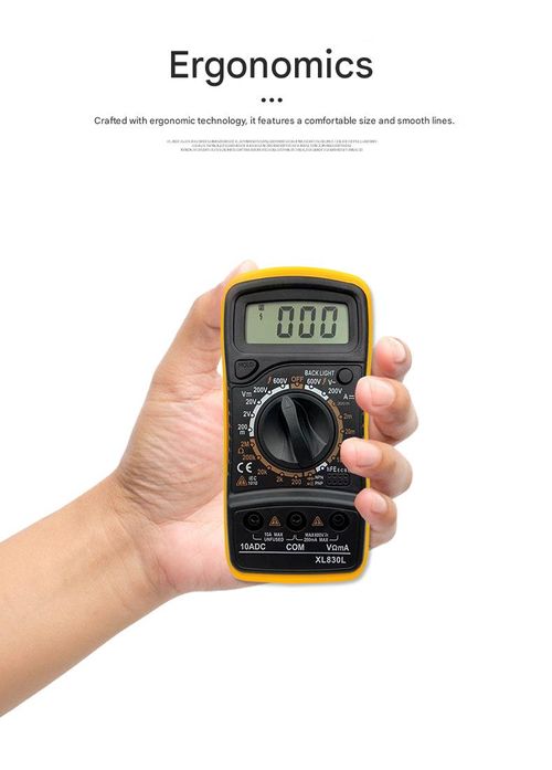 Digital multimeter tester, capable of measuring AC and DC voltage, DC current, and resistance. Professional multi-functional automotive voltmeter with resistance and diode measurement functions, and a built-in buzzer. Handheld electrical tool.