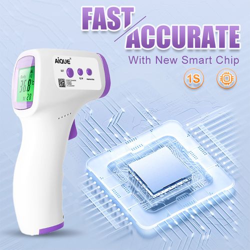 Non-contact digital forehead thermometer, 1-second rapid infrared temperature measurement, suitable for infants, children and adults, three-in-one mode, body temperature and surface temperature, with fever alarm function.