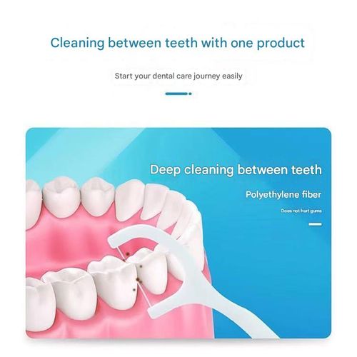 Pack of 4, 50 flosses per box, deep cleaning, suitable for daily oral care, portable disposable dental floss, interdental cleaner.