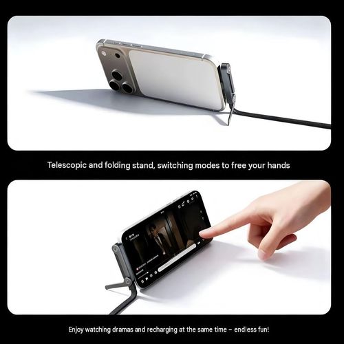 Charging cable with a built-in hidden stand—a 240W ultra-fast 2-in-1 charging cable and phone holder, suitable for gaming, office work, and road trips.