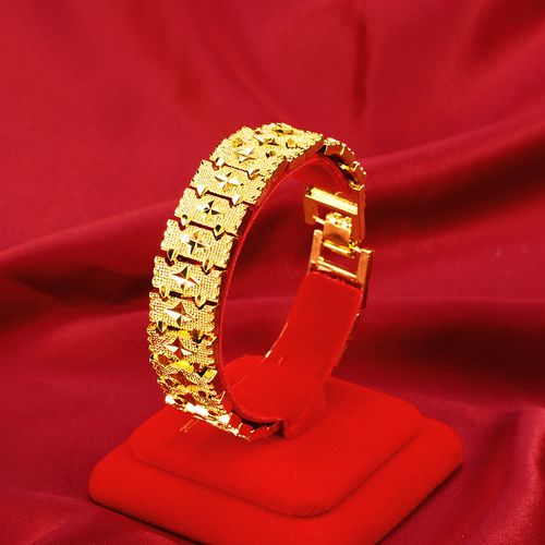 Luxury men's star watch chain, sand gold jewelry, versatile car pattern cross-shaped gold-plated four-pointed star bracelet