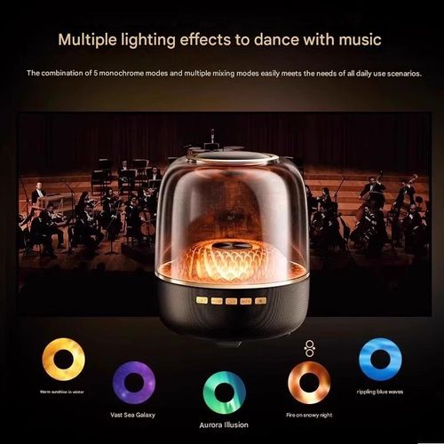 2026 New Model Glazed Glass 4th Generation Bluetooth Speaker, Desktop RGB Subwoofer Wireless Ambient Light Speaker