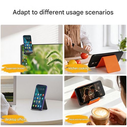 The newly designed deformable folding stand for 2026 features an inner layer of aluminum and silicone, providing flexible support and allowing for bending at will. It's compatible with a wide range of phones. Orange.