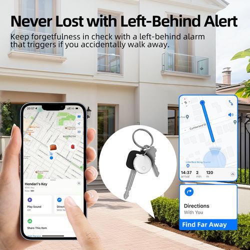 GPS Tracker, Mini Tracker with No Monthly Fees, Best Hidden GPS Tracker, Anti-Loss Device, Compatible with Apple Find My Device Function