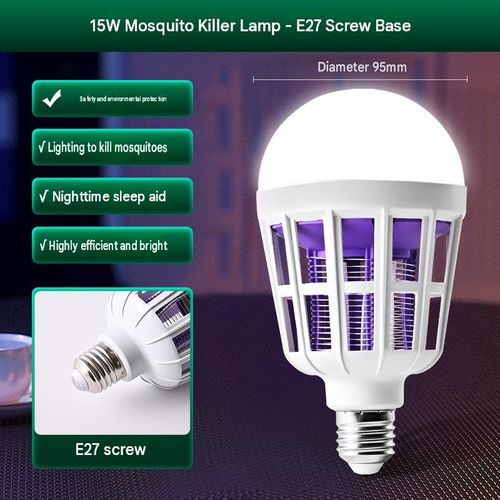 💡🦟 15W E27 2-in-1 LED Mosquito-Killing Light Bulb 3 adjustable smart modes lighting, insect-killing, or off chemical-free and highly effective at eliminating insects 🏠