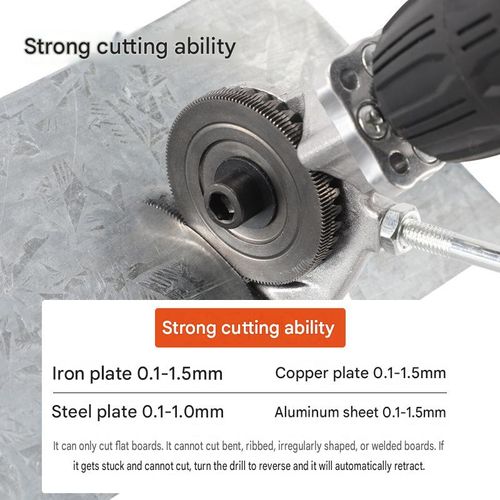 Upgraded electric drill plate cutter, suitable for cutting iron, white board, steel, copper, aluminum, and tin. (Drill not included)