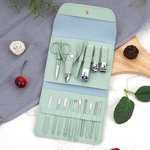 16-Piece Luxury Leather Manicure Set - Professional Nail Care Tools, Luxurious Travel Kit | Precision Nail Clippers for DIY Home Manicures and Nail Care, Cuticle Exfoliator, Glass Cuticle Pusher, Stainless Steel Trimmer, Callus Remover, Foot Care, 16-Piece Set