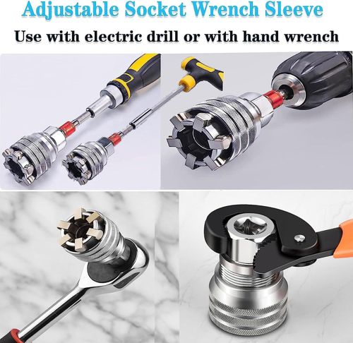 🛠️ Adjustable Socket Adapter with 6-Claw Design | Fits 10-19mm Nuts & Bolts | Universal Fit for Power Drills & Ratchet Wrenches 🔩