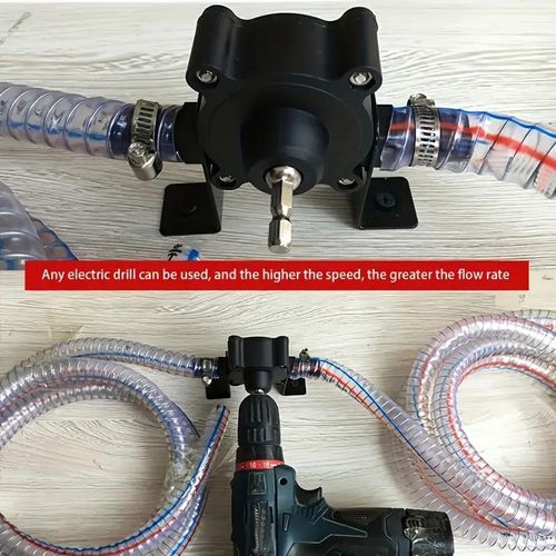 Mini electric drill pump, portable hand drill, power water pump, diesel engine oil, liquid water, self-priming transfer pump, fast water pumping speed, home garden outdoor pump, drilling rig operation.