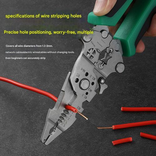 2026 upgraded 16-in-1 professional multi-functional pliers, including wire winder, wire stripper, wire crimper, wire splitter, wire paralleling pliers, wire cutter, voltage tester, wrench, cable cutter, precision wire cutter, lighting and insulating handle.
