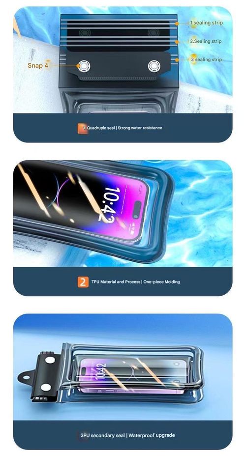 Tri-fold waterproof phone case, airbag sealed swimming protective case, diving touchscreen waterproof phone case, 1 white, 1 black, 2-pack.