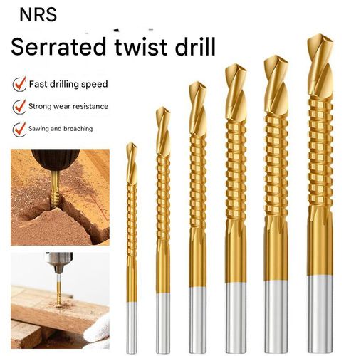Serrated twist drill bits, stainless steel drill bits, woodworking grooving drill bits, straight shank twist drill bits, straight shank serrated drill bits
