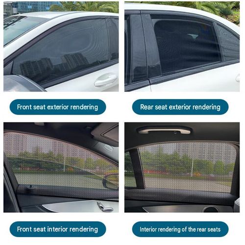 Highquality doublelayer car window sunshades block UV rays and insects, provide privacy and offer heat insulation easy to install and suitable for all types of sedans and SUVs.