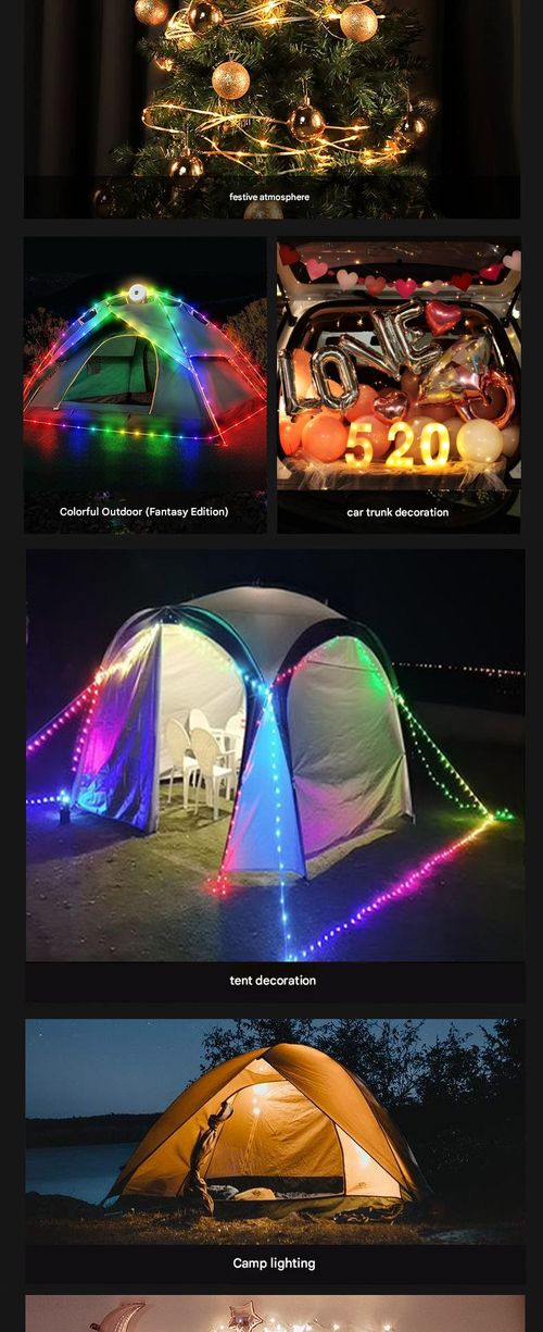 Outdoor LED camping tape measure light, tent ambient light, multi-functional magnetic lighting decoration, colorful string lights.