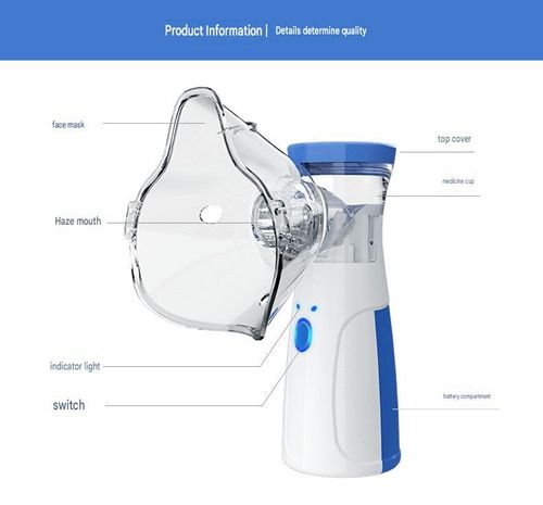 Handheld nebulizer inhaler, USB powered, compact and portable, complete with accessories, quiet personal nebulizer, suitable for home, travel, and daily care. Mini design for easy carrying.