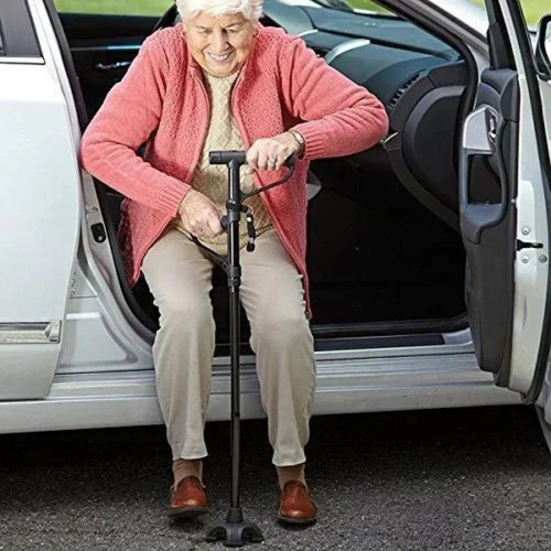 Foldable walking stick for the elderly