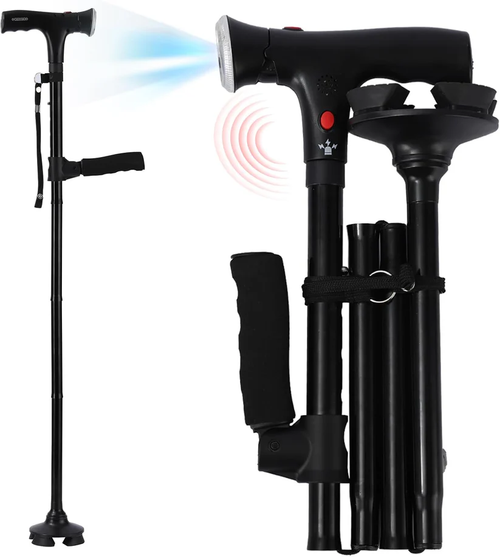 Foldable walking stick for the elderly
