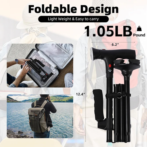 Foldable walking stick for the elderly
