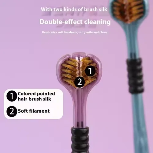 Three-sided soft bristle adult 3D toothbrush--Four pack