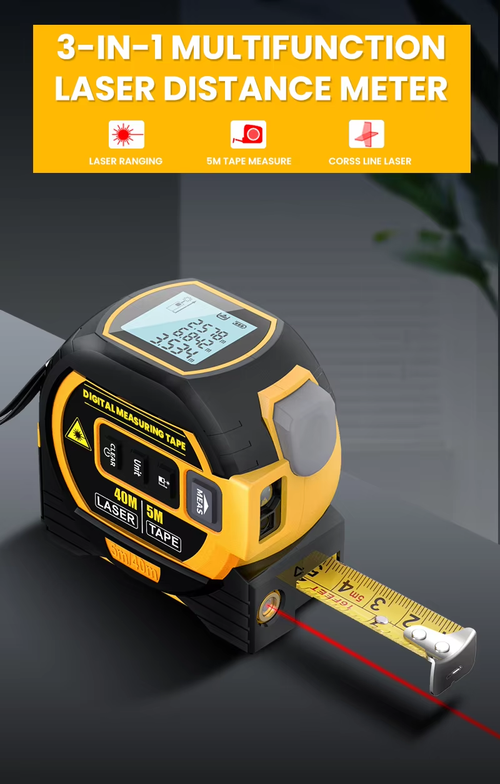 📐3 in 1 🏗️Tape Measure Laser Distance Meter 🏠
