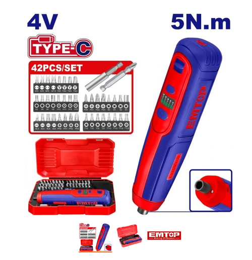 Cordless screwdriver 1-4 4V 5Nm ECSR0406 EMTOP