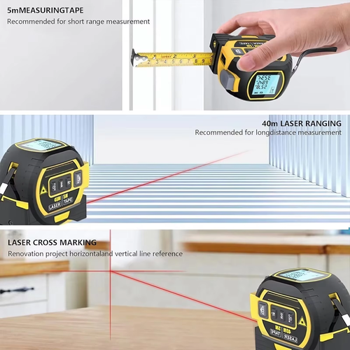 📐3 in 1 🏗️Tape Measure Laser Distance Meter 🏠