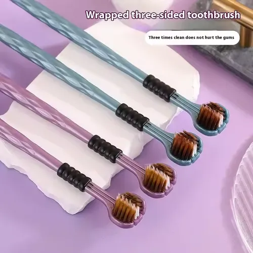 Three-sided soft bristle adult 3D toothbrush--Four pack