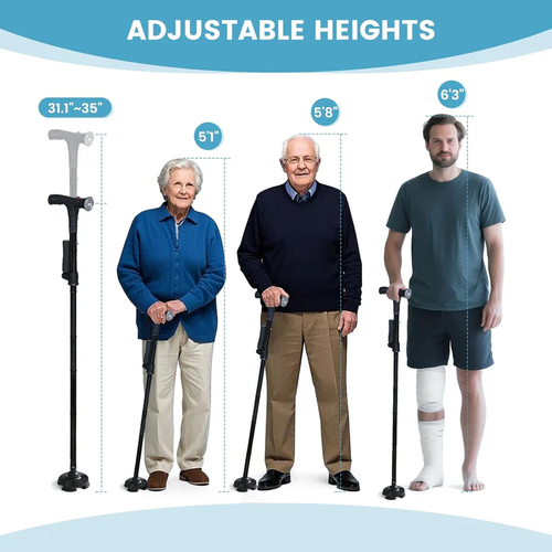 Foldable walking stick for the elderly