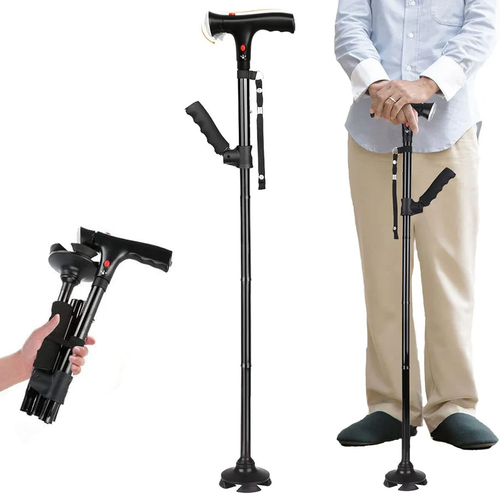 Foldable walking stick for the elderly