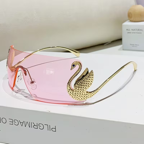 2026 New Swan Frame Metal, Unisex, European And American Style, Celebrity-Integrated, Sparkle-Embedded