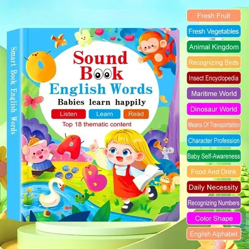 📕English Sound Book Interactive Talking Book Early Learning Educational Toy For Kids Baby Vocabulary Learning 0 To 8 Years 248 sales