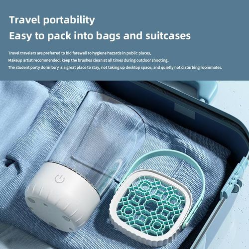 2-in-1 Electric Makeup Brush Cleaner and Dryer Machine, Automatic Spinner Device with Fast Cleaning, Compatible with All Size Makeup Brushes, Makeup Sponges &, Portable Electric Cosmetic Brush Cleaning Tool