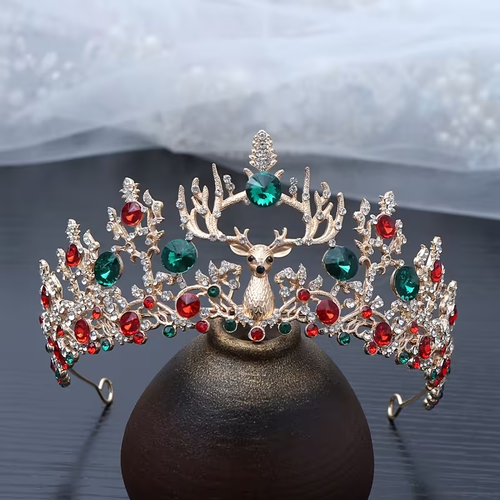 Colorful Diamond Deer Crown Headpiece for Women, Perfect for Christmas Parties And Cosplay