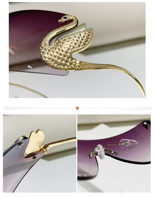 2026 New Swan Frame Metal, Unisex, European And American Style, Celebrity-Integrated, Sparkle-Embedded