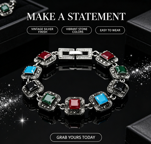 ✨ Vintage Multi-Gem Bracelet💎