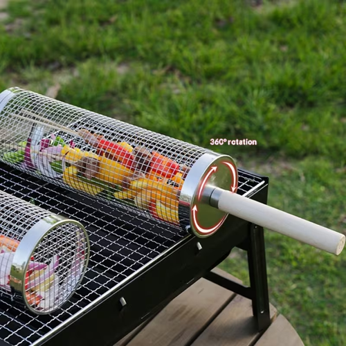 Barbecue Grill, Barbecue Rack, Barbecue Net Tube, Grill Basket, Rolling Barbecue Tube, Detachable Handle, Outdoor Camping Barbecue Grill, Suitable for Gatherings, Camping, Barbecues, Picnics