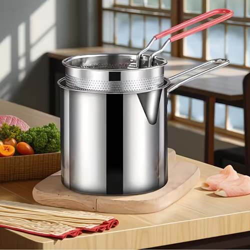 Stainless Steel Deep Fryer and Strainer Set