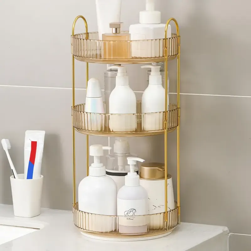 Rotating Cosmetic Storage Rack, A 360-Degree Rotating Cosmetic Storage Multi-Functional Brush