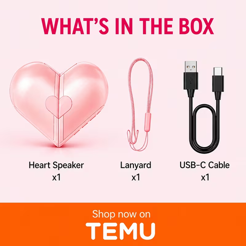 Heart Shape Wireless Speaker, Creative Rotating Design Portable Mini Stereo Sound Portable Wireless Speakers, Hands-Free Call