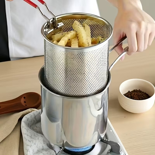 Stainless Steel Deep Fryer and Strainer Set