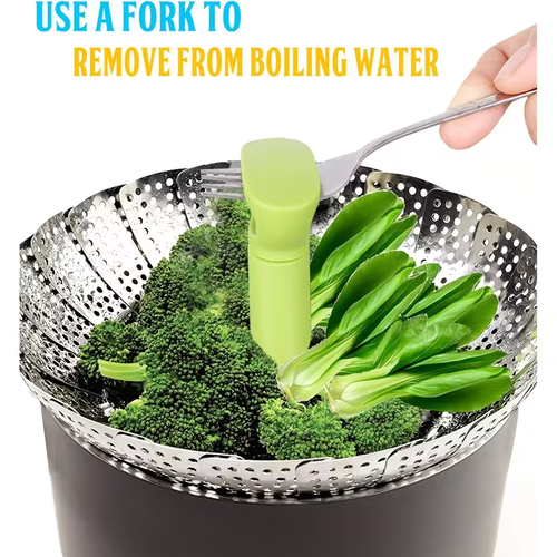 Vegetable Steamer Basket for Cooking Food, Stainless Steel Veggie Steam Basket for Pot, Folding Expandable Steaming Insert with Extendable Handle Fits Various Size Pot, 5.1Inch to 9Inch