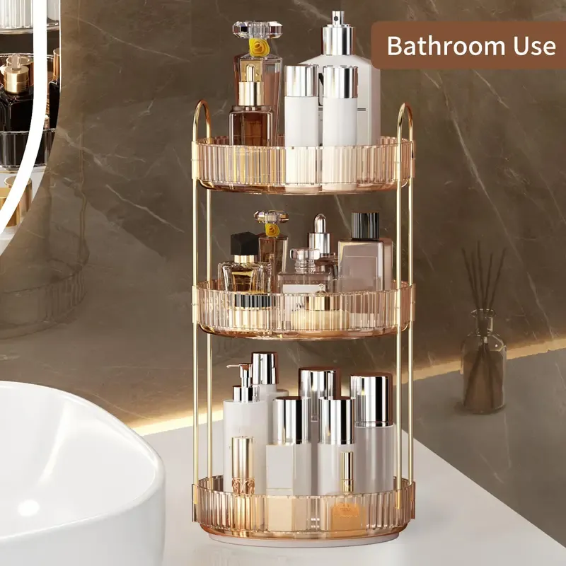 Rotating Cosmetic Storage Rack, A 360-Degree Rotating Cosmetic Storage Multi-Functional Brush